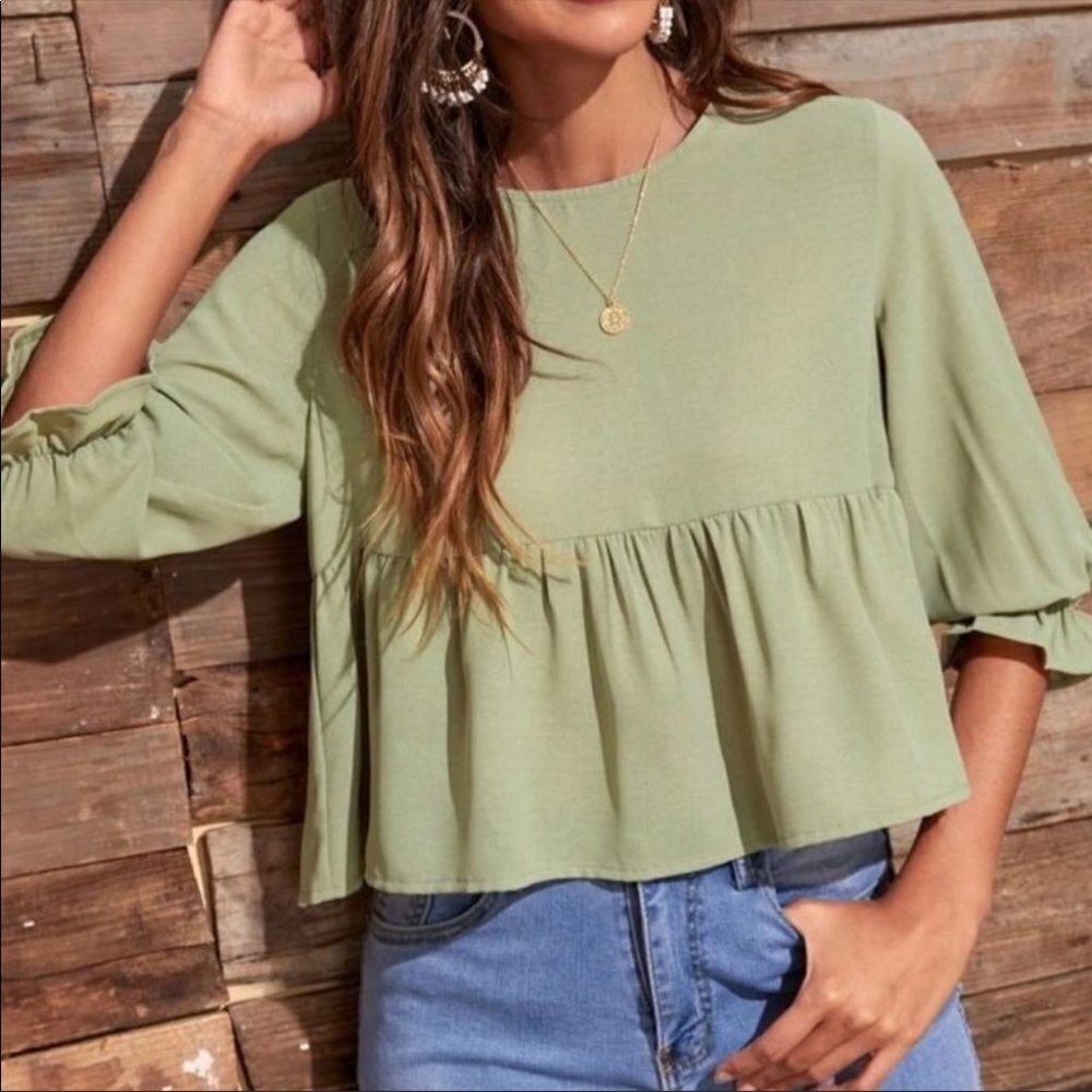 Shein Ruffled Cropped Blouse